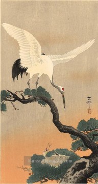 Kran über seinem Nest Ohara Koson Japanisch Ölgemälde